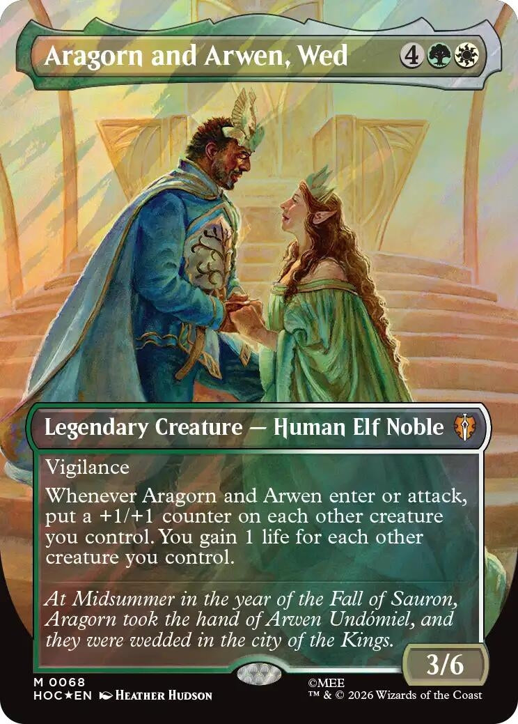 Image for Aragorn and Arwen, Wed (Borderless) (Surge Foil) (68) (The Hobbit: Eternal-Legal) (Foil) (HOC) - Magic: The Gathering