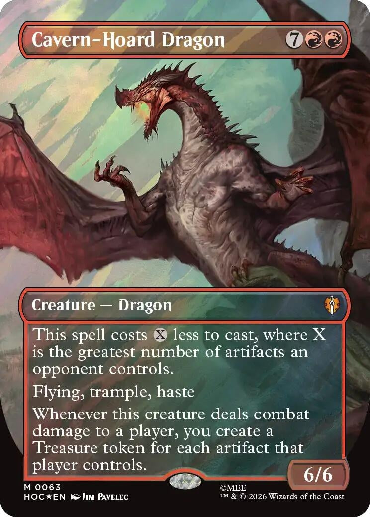 Image for Cavern-Hoard Dragon (Borderless) (Surge Foil) (63) (The Hobbit: Eternal-Legal) (Foil) (HOC) - Magic: The Gathering