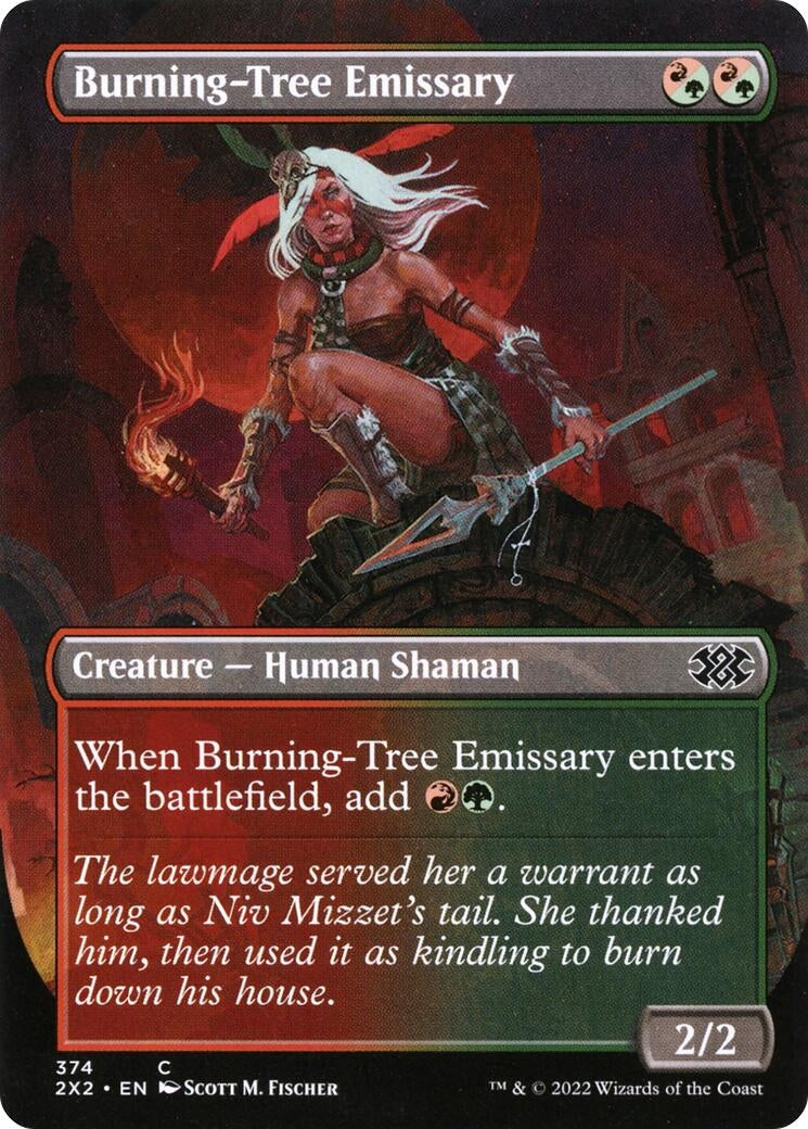 Burning-Tree Emissary (Borderless) (374) (Double Masters 2022) (Foil)