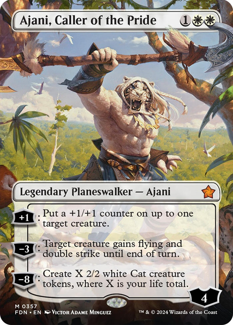 Ajani, Caller of the Pride (Borderless) (357) (Foundations)