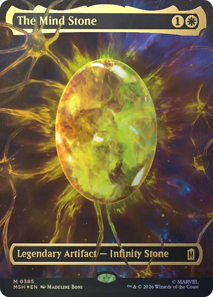 Image for The Mind Stone (Borderless) (Cosmic Foil) (385) (Marvel Super Heroes) (Foil) - Magic: The Gathering