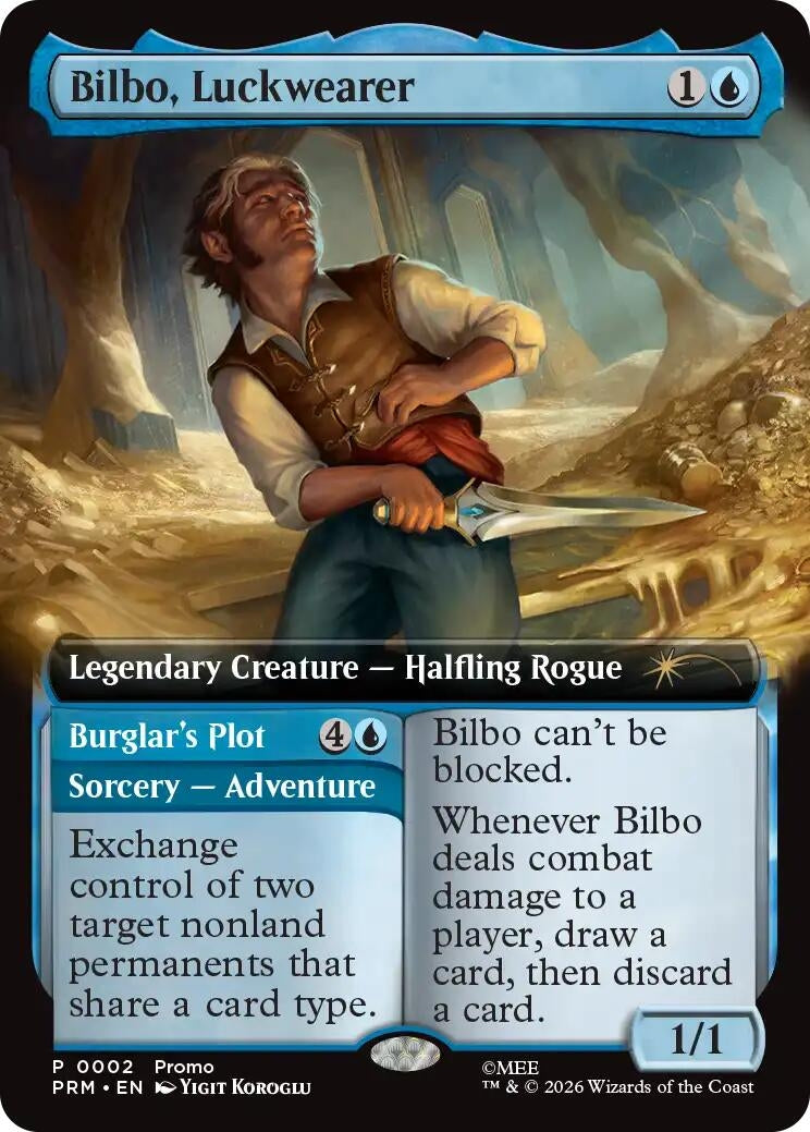 Image for Bilbo, Luckwearer (Extended Art) (2) (Promo Pack: The Hobbit) (Foil) (PRM) - Magic: The Gathering
