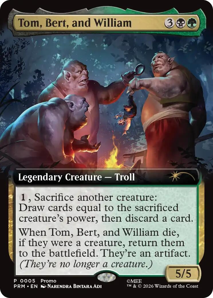 Image for Tom, Bert, and William (Extended Art) (5) (Promo Pack: The Hobbit) (Foil) (PRM) - Magic: The Gathering