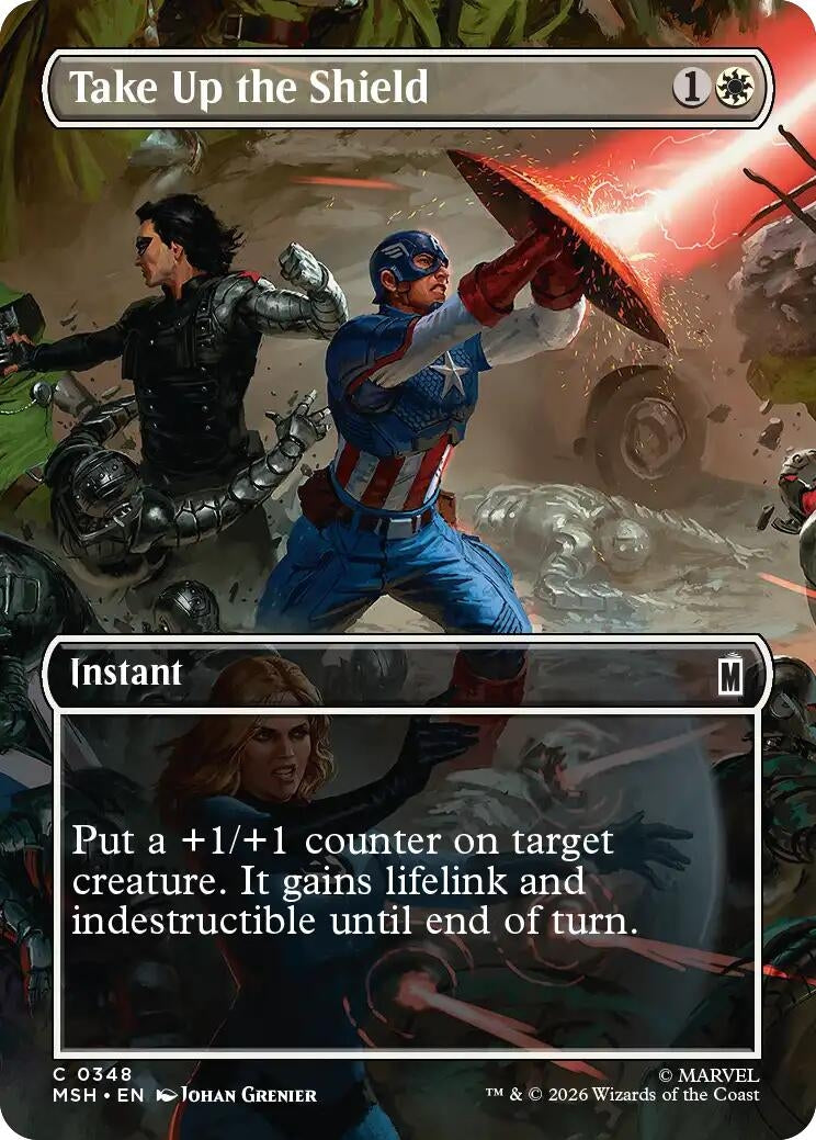 Take Up the Shield (Borderless) (348) (Marvel Super Heroes) (Foil)