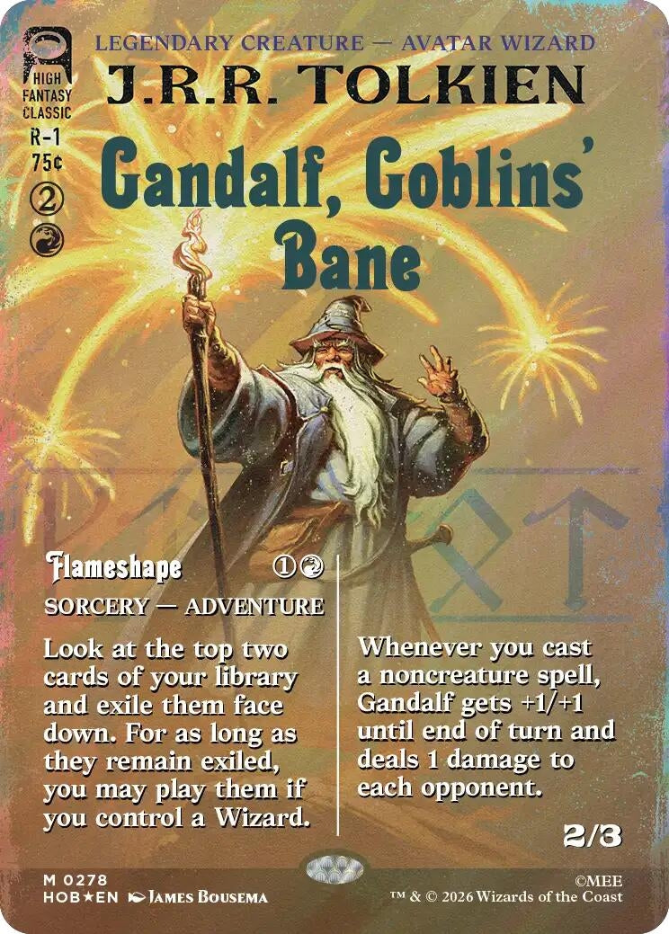 Image for Gandalf, Goblins' Bane (Borderless) (Surge Foil) (278) (The Hobbit) (Foil) (HOB) - Magic: The Gathering