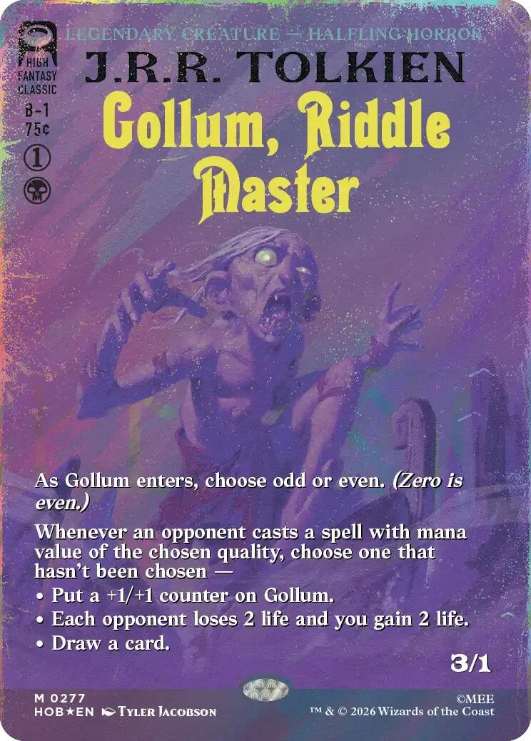 Image for Gollum, Riddle Master (Borderless) (Surge Foil) (277) (The Hobbit) (Foil) (HOB) - Magic: The Gathering