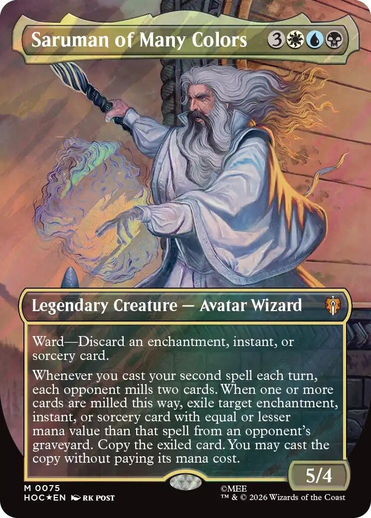 Image for Saruman of Many Colors (Borderless) (Surge Foil) (75) (The Hobbit: Eternal-Legal) (Foil) (HOC) - Magic: The Gathering