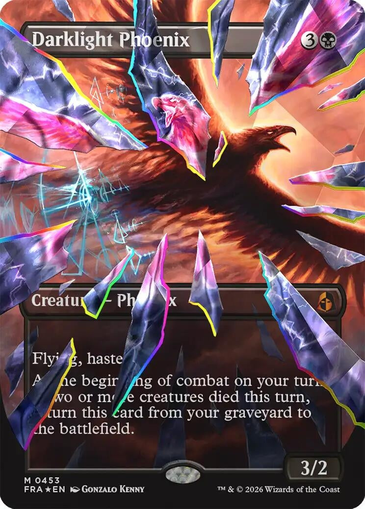 Image for Darklight Phoenix (Borderless) (Facet Foil) (0453) (453) (Reality Fracture) (Foil) (FRA) - Magic: The Gathering