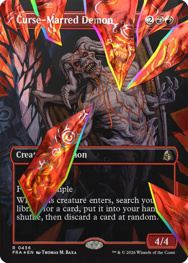Image for Curse-Marred Demon (Borderless) (Facet Foil) (456) (Reality Fracture) (Foil) (FRA) - Magic: The Gathering