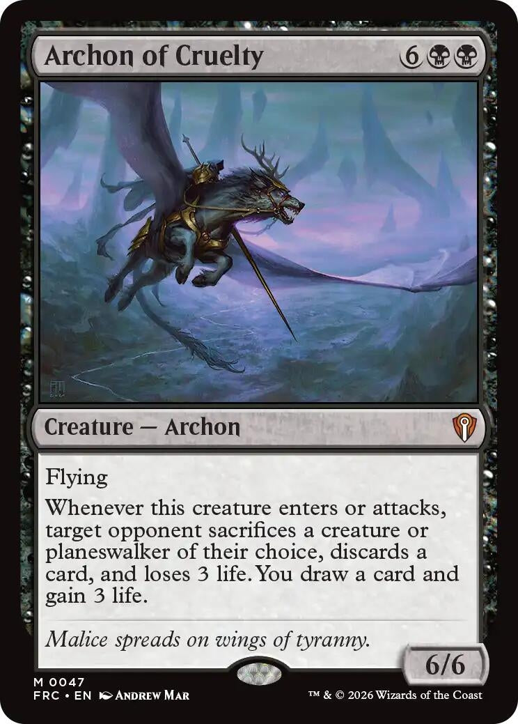 Image for Archon of Cruelty (47) (Commander: Reality Fracture) - Magic: The Gathering